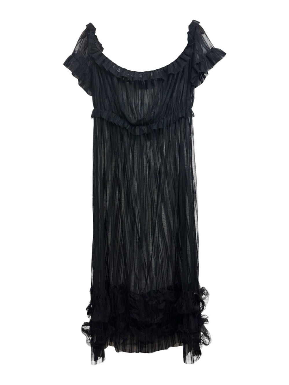 Sexy Mesh See Through Nightclub Dress Ruffle Off Shoulder Long Maxi Dress - Picture 7 of 7